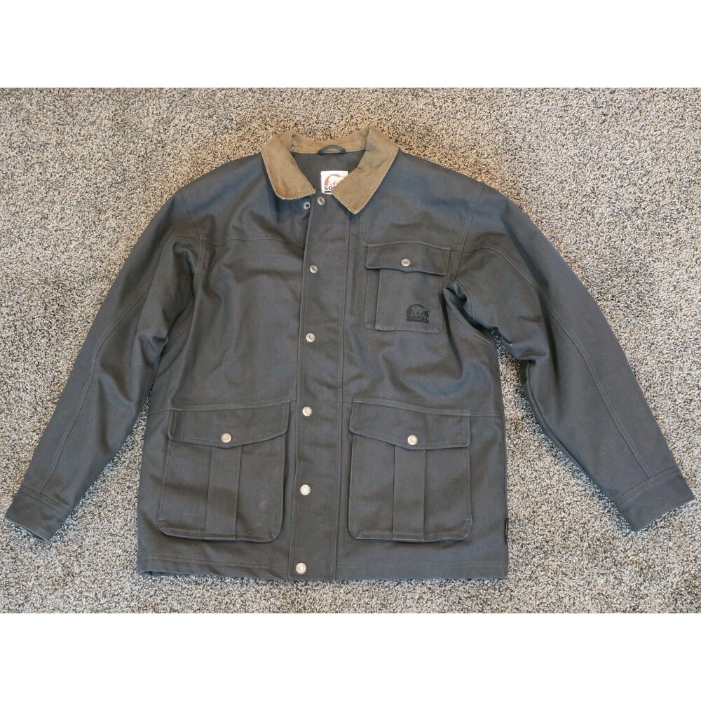 Sorel Chore Barn Coat Mens LARGE Thinsulate Lining Corduroy Collar Hunter Green